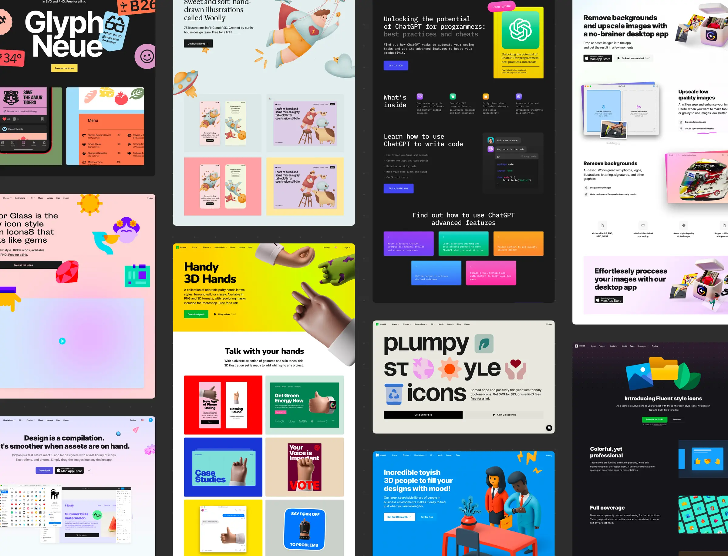 Icons8 landing pages